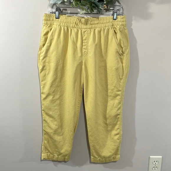 GAP Easy Pant Pull On Elastic Waist Yellow M Petite - Picture 1 of 16